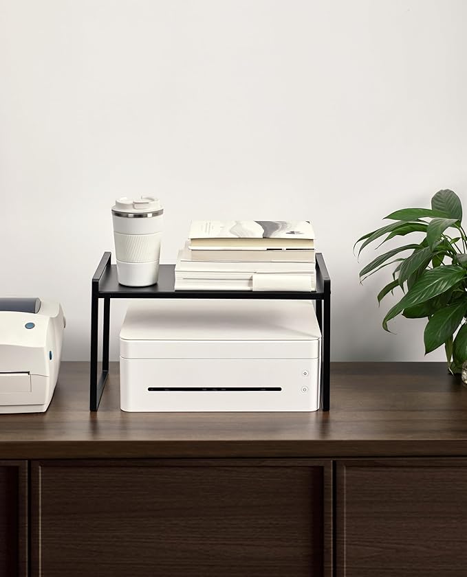 Nxconsu 2Pack Cabinet Shelves Stackable Shelf Organizer Rack Riser for Kitchen Cabinet Pantry Cupboard Counter Countertop Home Organization Storage Space Saver Heavy Duty Metal Nonslip Black Wide Tall