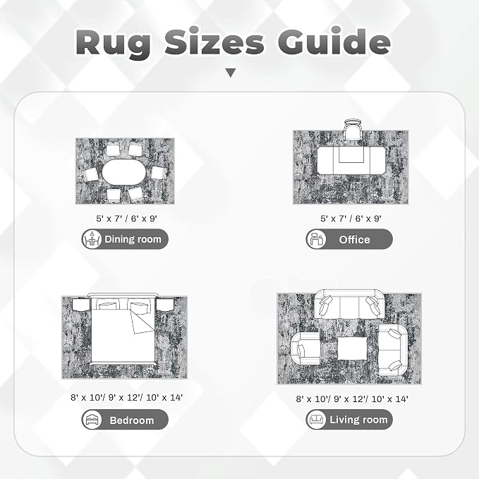 Area Rugs 10x14 Living Room: Washable Rug Modern Abstract Neutral Soft Non-Slip - Image 8