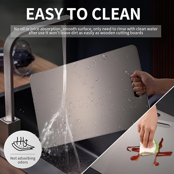 Katuchef Titanium Cutting Board 2025 New Pure Titanium Cutting Boards for Kitchen Double Sided Cutting Board Non Toxic,Hygiene Durable Chopping Board Suitable for Dishwasher Safe(18.11 * 11.81)