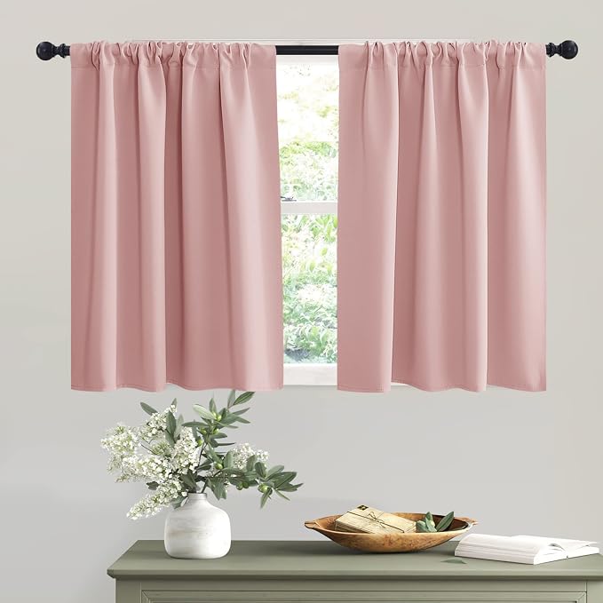 RYB HOME Short Peach Pink Blackout Curtains by RYBHOME