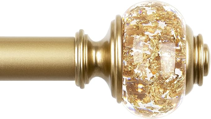 Curtain Rods for Windows 48 to 84 Inch, USFOOK 7/8 inch Luxury Gold Curtain Rod by USFOOK