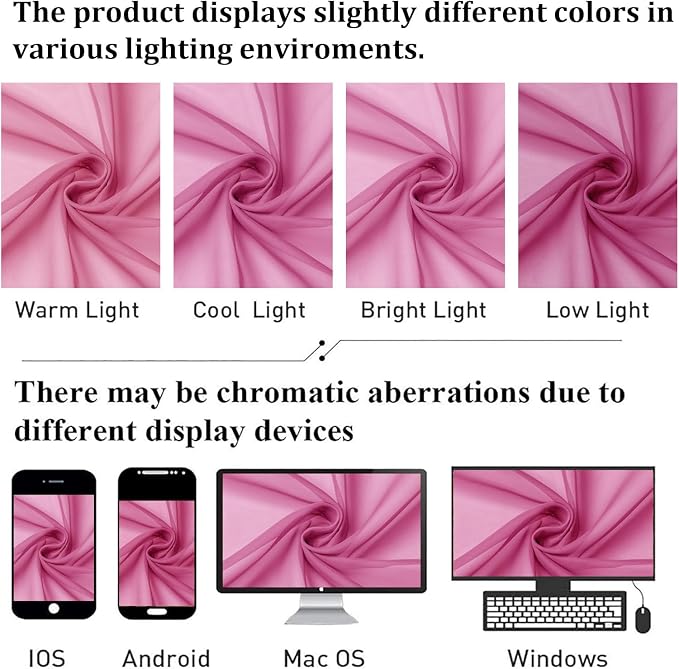 Hot Pink Sheer Curtains 96 Inches Long 2 Panels, Rod Pockets Solid Voile Living - Image 4
