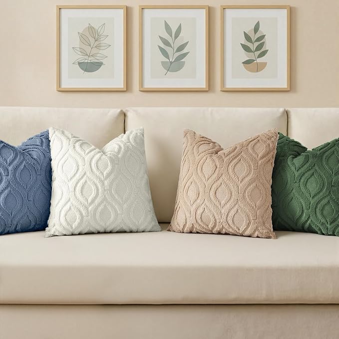 decorUhome Throw Pillow Covers 24x24 Inch Set of 2, Soft Plush Faux Wool Dusty - Image 4