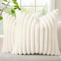 decorUhome Fall Faux Fur Throw Pillow Covers 24x24 Set of 2 Cream White | by decorUhome