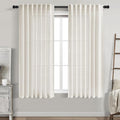 Cream Linen Back Tab Curtains 63 Inch Length by Nanspring
