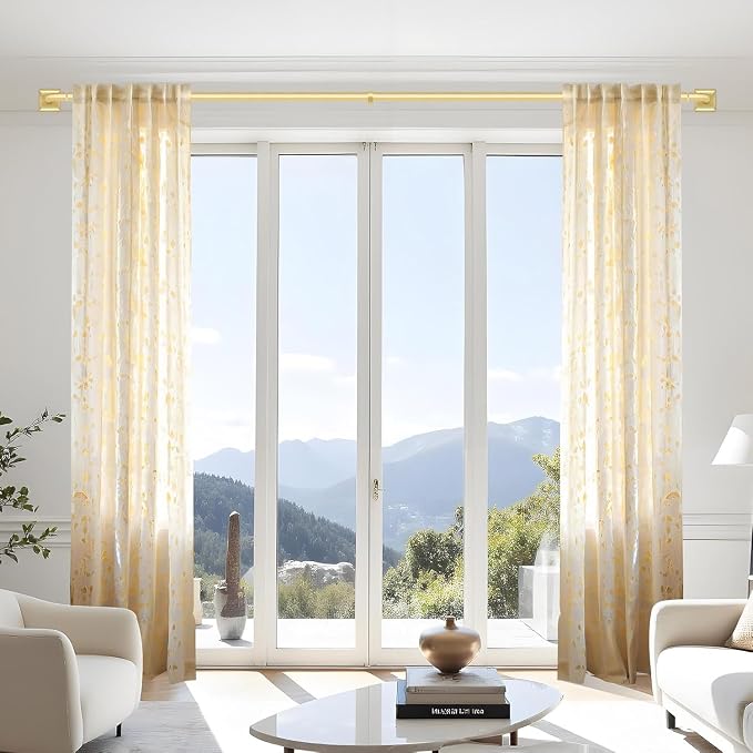Gold Curtain Rods for Windows 28-48Inch Heavy Duty French Return Rod, Wrap - Image 2