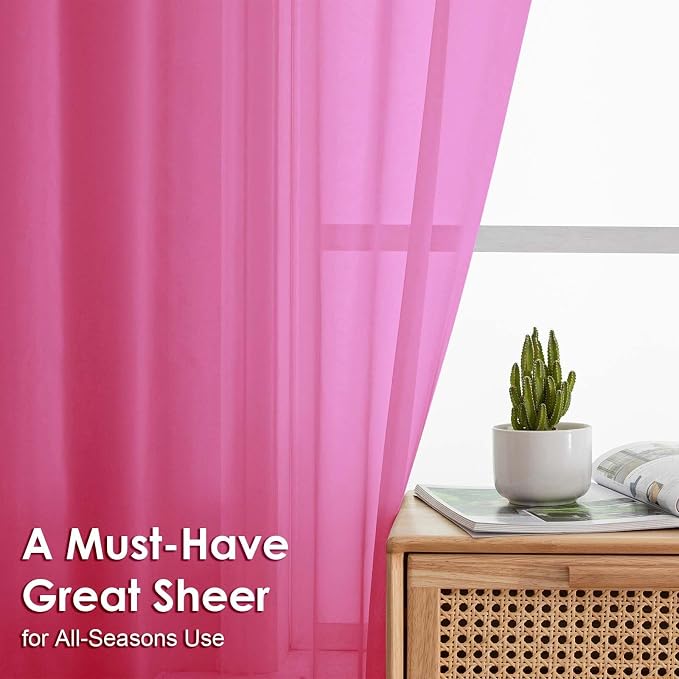 Sheer Curtains 63 inch Length 2 Panels Set - Image 5