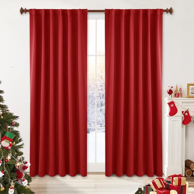 Deconovo Christmas Blackout Curtains, Thermal Insulated, W52 x L45 2 Panels by Deconovo