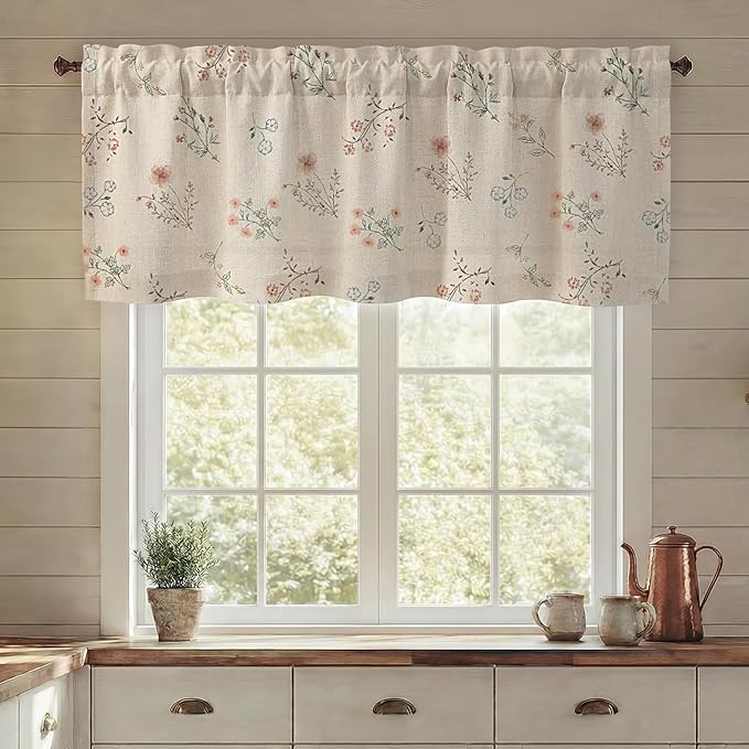 Kitchen Valances for Windows, Country Farmhouse Cottage Rustic Vintage Floral - Image 2