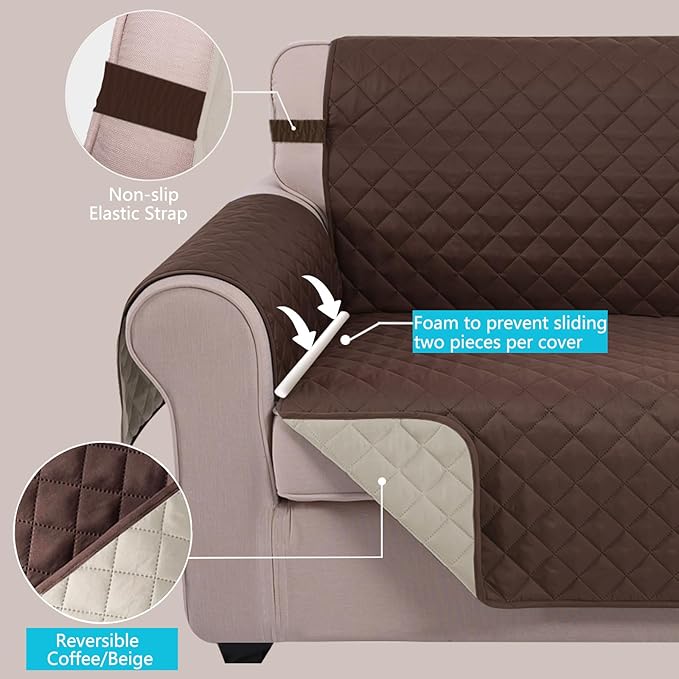U-NICE HOME Reversible Oversized Chair Covers Quilted Water Repellent Pet - Image 3