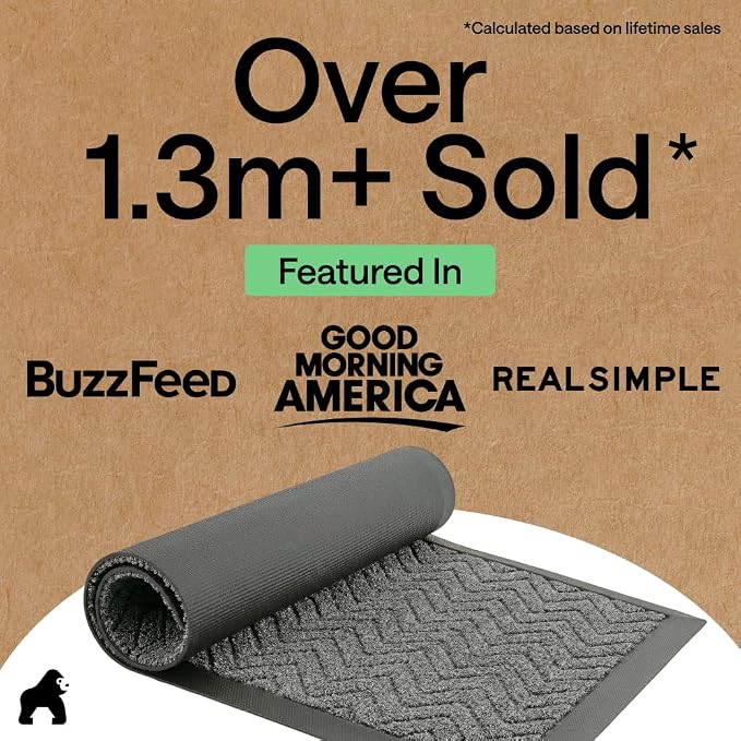 GORILLA GRIP 100% Waterproof All-Season WeatherMAX Doormat, Durable Natural - Image 4