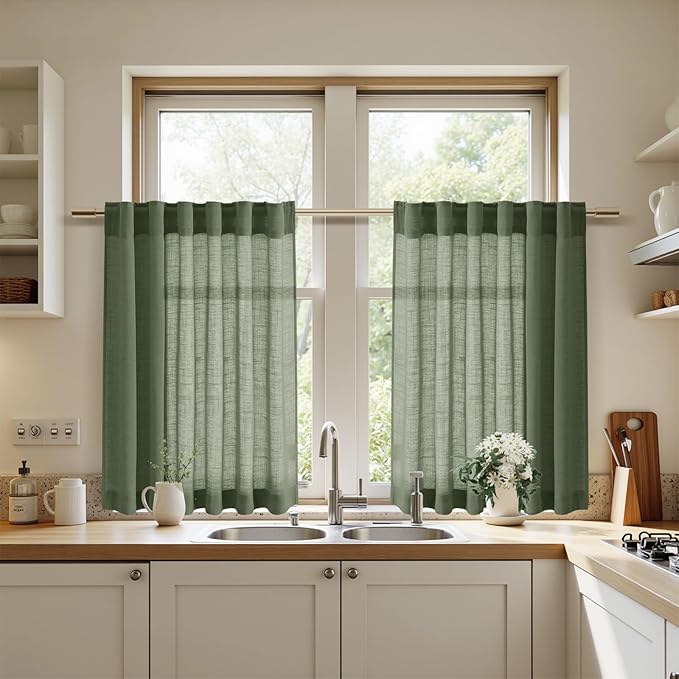 Nanspring Short Linen Curtains 36 Inch Length - Image 5