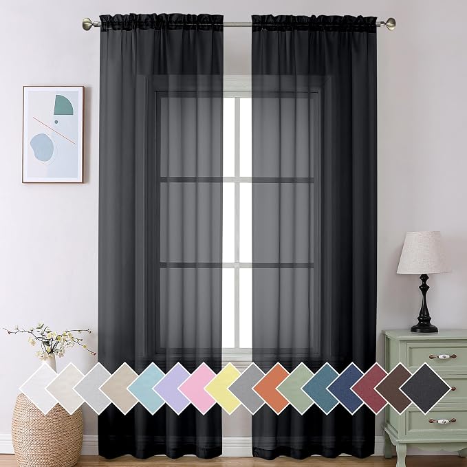 Aiyufeng 2 Panels Extra Long Sheer Window Curtains 120 Inches Length, Elegant by Aiyufeng