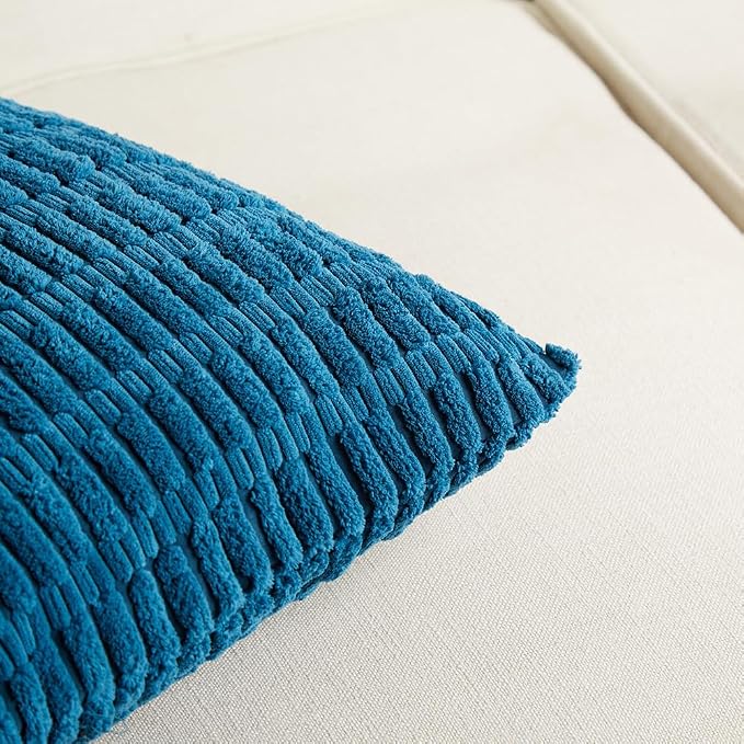 Fancy Homi 4 Packs Teal Lumbar Decorative Throw Pillow Covers 12x20 Inch - Image 4