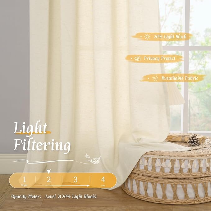 48 inches Long Short Window Linen Curtains - Image 4