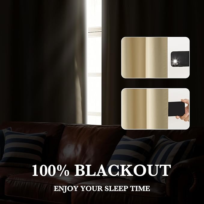 RYB HOME Bedroom Blackout Curtains 54 inches Long, 100% Blackout Thermal - Image 4