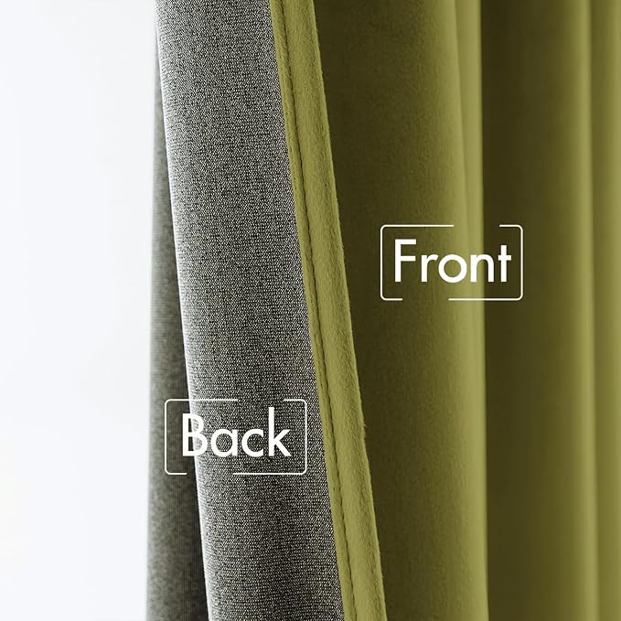 MIULEE Velvet Curtains 52x84 inches 2 Panels Moss Green Blackout Curtains | - Image 6