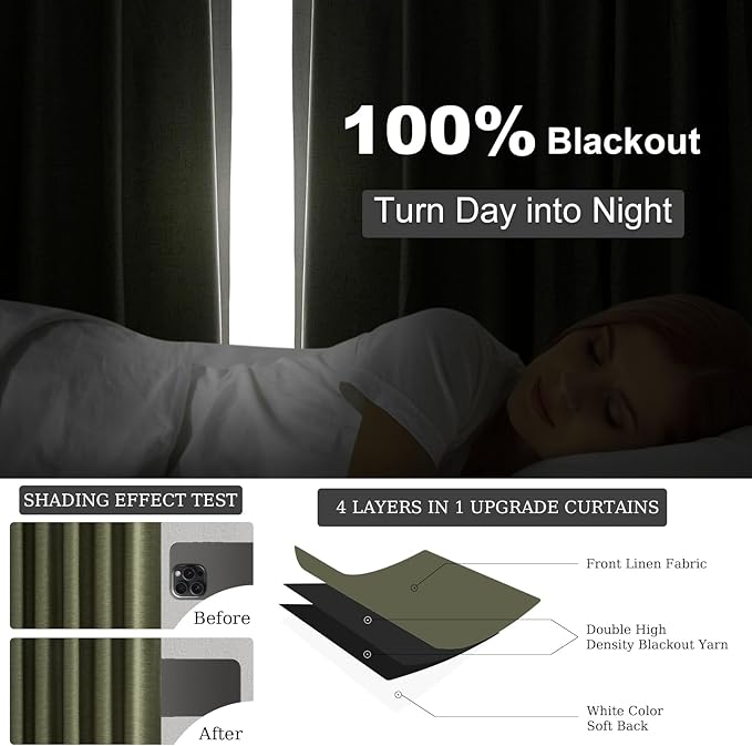 Long Blackout Curtains 108 Inch Long 2 Panels, Noise Reducing Spring Blackout - Image 6