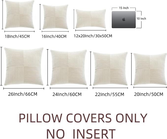 Fancy Homi 2 Packs Cream Samll Decorative Throw Pillow Covers 14x14 Inch - Image 8