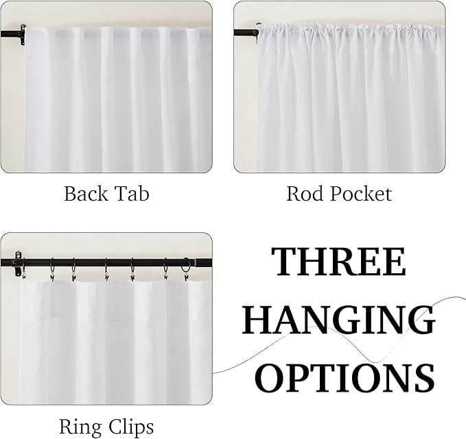 RYB HOME Farmhouse Boho Linen Sheer Curtains 90 inches Long - Image 2