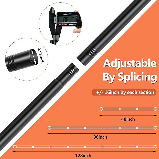 Curtain Rods No Drilling for Windows Set 66 to 120-128 Inch, 5/8 Inch Diameter - Image 5