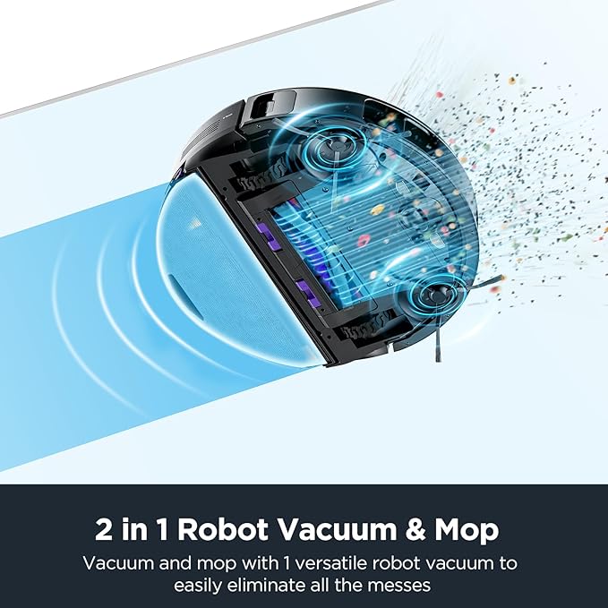 Eureka Robot Vacuum with Bagless Self Emptying Station, 2 in 1 Robotic Vacuum and Mop Combo, 60-Day Capacity, 4000Pa Suction, Auto Lifting Mop, LiDAR Navigation,NER E10s