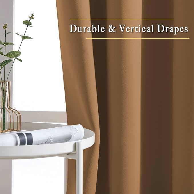NICETOWN Short Blackout Gold Brown Curtains - Image 5