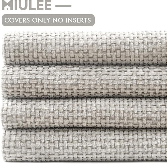 MIULEE Pack of 4 Couch Throw Pillow Covers 18x18 Inch Light Gray Soft - Image 6