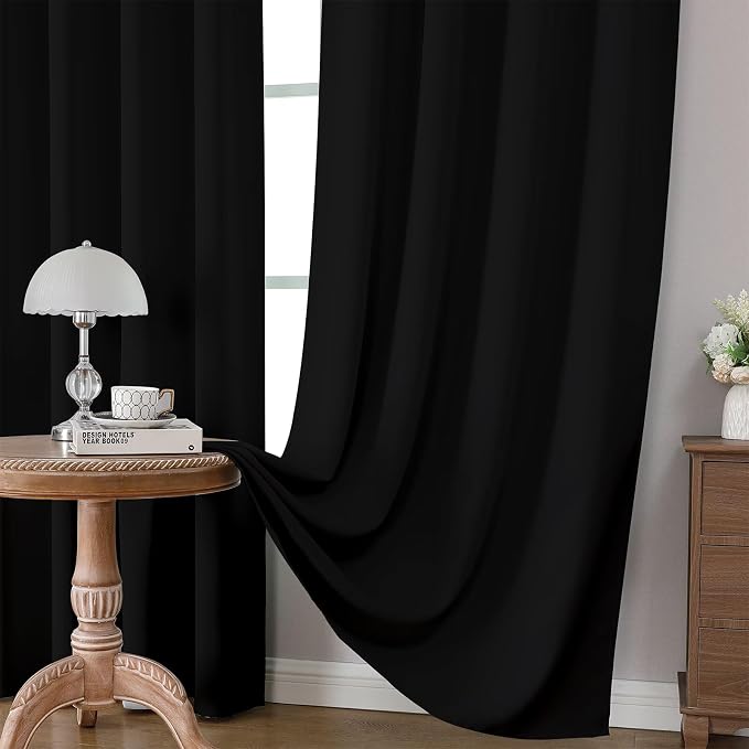 CUCRAF Black Blackout Curtains 96 inch Length 2 Panels Set, Rod Pocket Room - Image 5