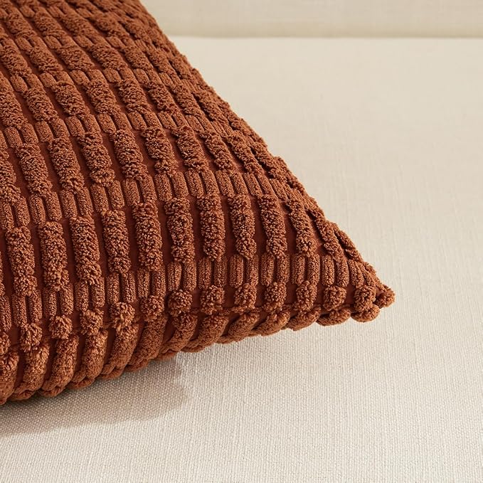 Fancy Homi 4 Packs Rust Decorative Throw Pillow Covers 18x18 Inch - Image 4