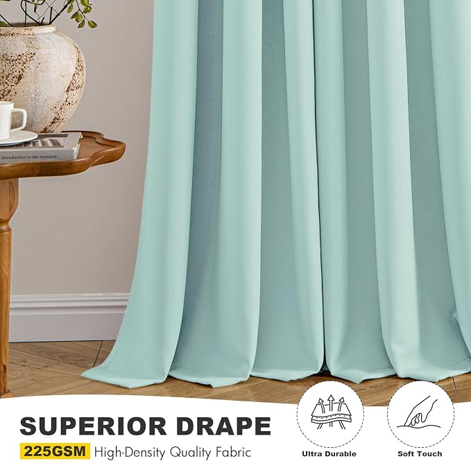 MIULEE Blackout Curtains for Bedroom 2 Panels 40 x 84 Inch Long Aqua | Thermal - Image 5