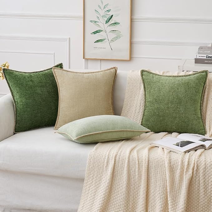 MIULEE Pack of 2 Couch Throw Pillow Covers 24x24 Inch Beige Farmhouse - Image 5