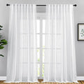 NICETOWN White Faux Linen Sliding Door Curtains 90 inches Long, Rod Pocket & by NICETOWN