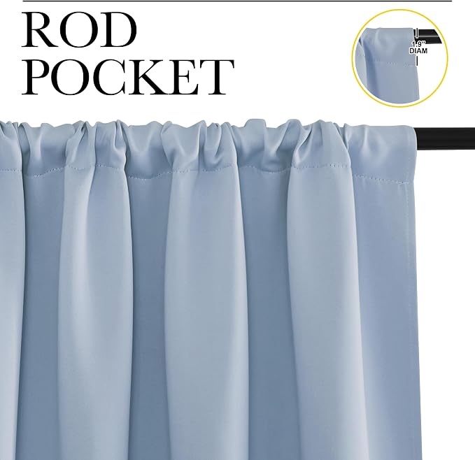 NICETOWN Bedroom Curtains Blackout Draperies, Vintage Blue, 1 Pair, 34-inch W x - Image 2