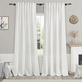 Off White Semi Sheer Linen Curtains 90 inch Length by Nanspring