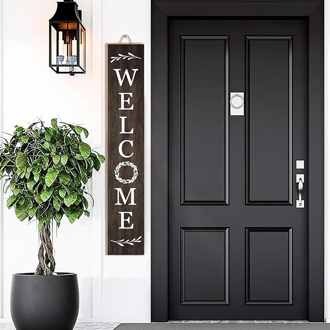 Welcome Wooden Porch Sign 47.2"H Front Door Rustic Standing Large Welcome Porch Sign for Home Front Porch Decor Rustic Wall Decor Home Farmhouse Yard Door Decorations -Brown Porch Decor