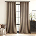 MIULEE Cafe Brown Pinch Pleated 100% Blackout Linen Curtains 40x108 Inches | by MIULEE