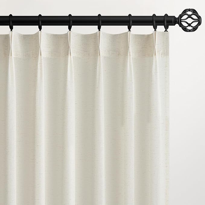 Topfinel Natural Pinch Pleated Linen Curtains 95 Inch Length 2 Panels by Topfinel