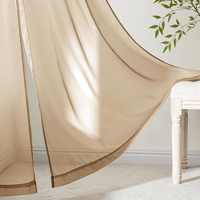 MIULEE Brown Sheer Curtains 72 Inches Long 4 Panels 54 x 72 Inches | Light - Image 6