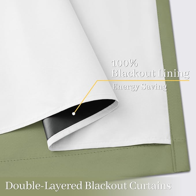Yakamok 100% Blackout Curtain Panels 63 inches Cold and Light Blocking Drapes - Image 4