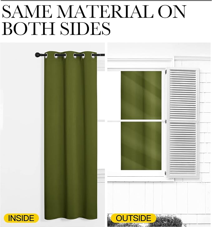NICETOWN Olive Green Blackout Curtains 48 inches Length - Image 5