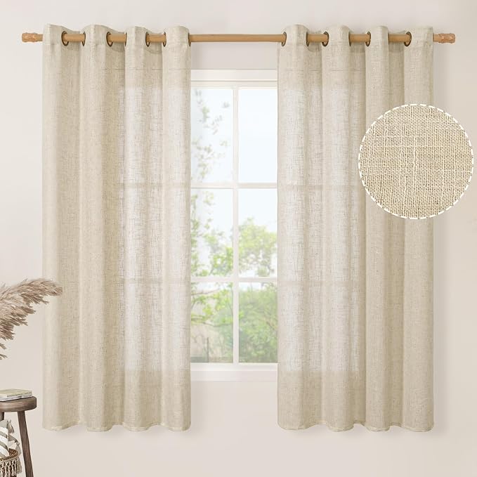 LAMIT Semi Sheer Linen Curtains 68 Inch Length by LAMIT