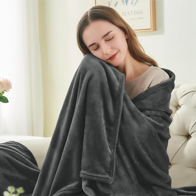 BEDELITE Fleece Blanket Soft Plush Full Bed Blanket Charcoal Grey 84"x90" | - Image 3
