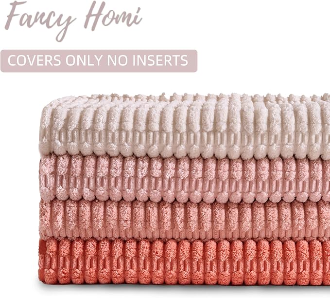 Fancy Homi 4 Packs Blush Pink Boho Lumbar Decorative Throw Pillow Covers 12x20 - Image 4