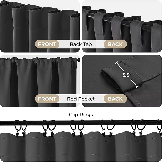 Joydeco Blackout Curtains 108 Inches Long, Thermal Insulated Black Out Curtains - Image 3
