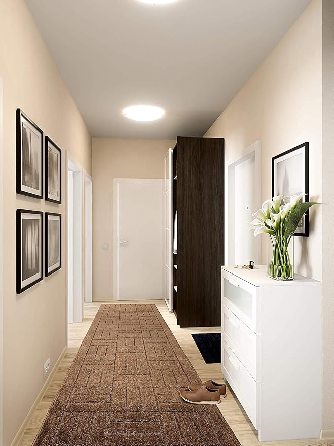 Custom Length Hallway Runner Rug, Slip Resistant, Bricks Brown, 26 Inch X 29 - Image 2