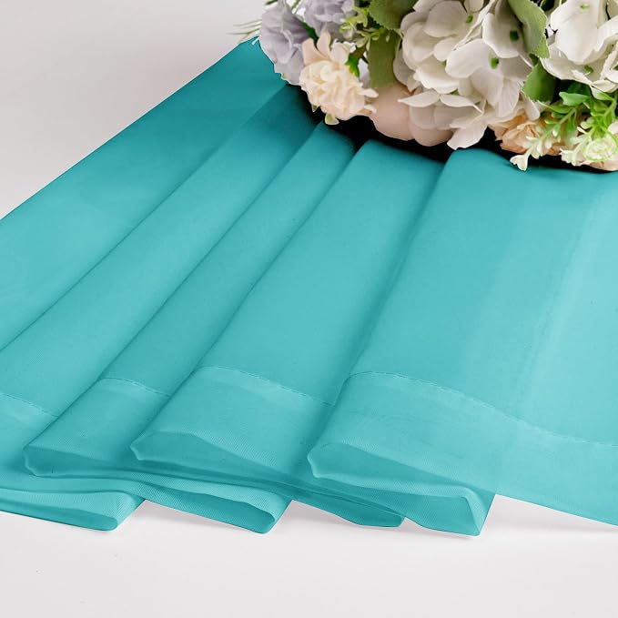 Chyhomenyc Turquoise Sheer Curtains 54 Inch Long 2 Panels, Light Filtering Rod - Image 4