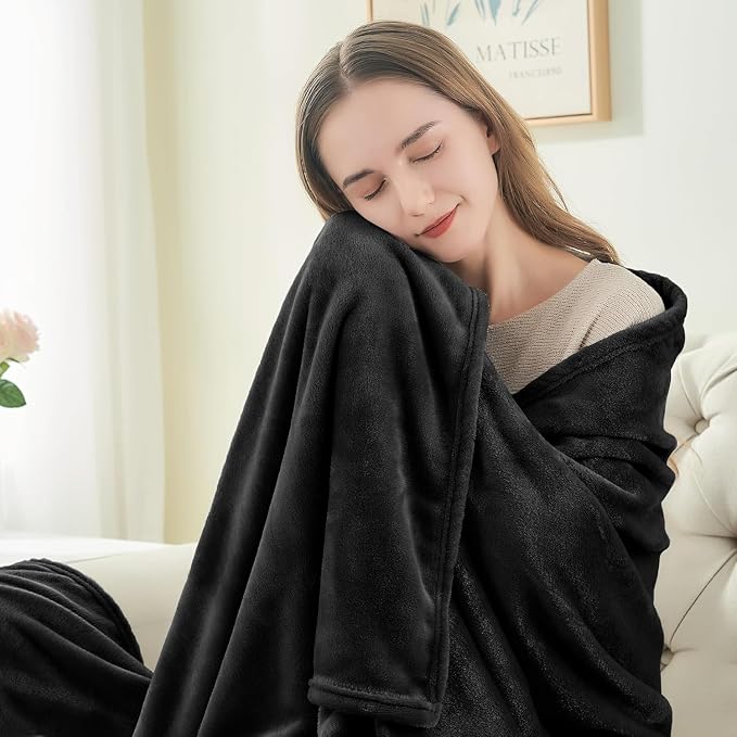 BEDELITE Fleece Blanket Black Throw Blanket - Image 2