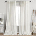 Beige White Linen Curtains 90 Inches Long by Nanspring
