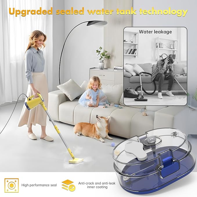 Steam Mop with Detachable Handheld Steam Cleaner for Home Cleaning,13OZ Water Tank,with Handheld 6-in-1 Multi-function Attachments for Hardwood Floors,Clothes,Windows,Tiles Grout and Furniture
